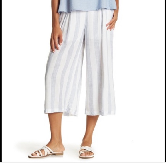 Elodie high waist pleated striped crop pants. Med - Picture 1 of 8
